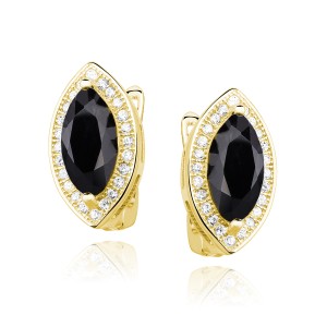 Cercei argint placati cu aur galben cu tortita si pietre negre DiAmanti Z0711DEG_B-DIA (Argint 925‰ 3,5 g.)